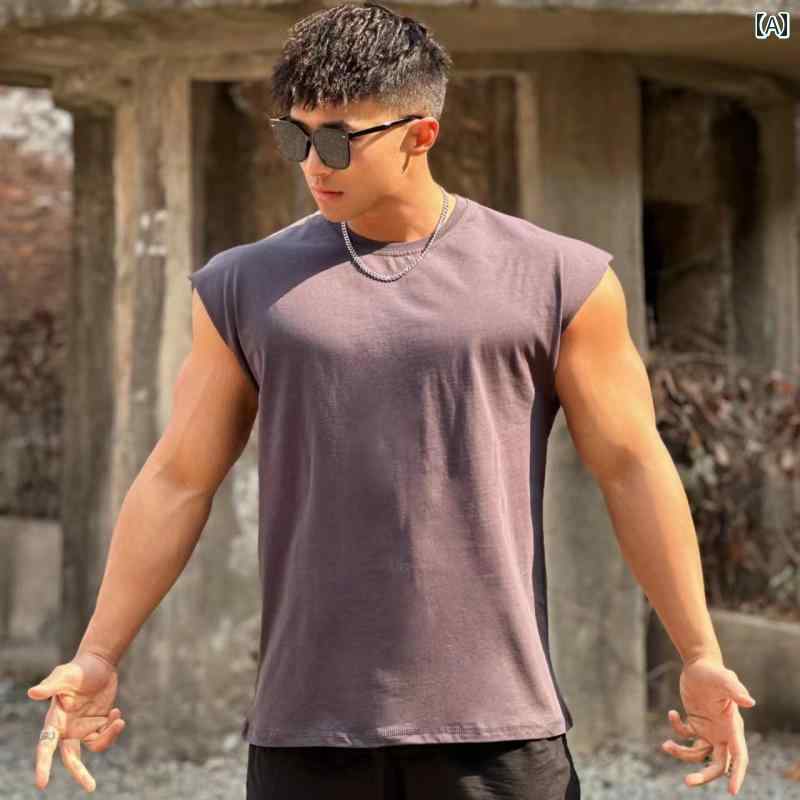 ノースリーブ メンズ マッスル スポーツ ベスト チョッキ ノースリーブ Tシャツ フィットネス ゆったり カジュアル 筋トレ ランニング トレーニング 大きいサイズ