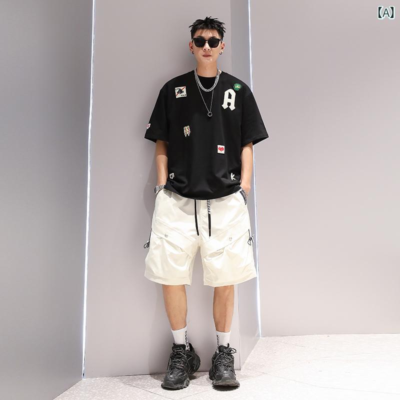 オーバーサイズ 半袖 Tシャツ メンズ 夏 トップス 韓国 カジュアル ストリート おしゃれ かっこいい 着やい 動きやい 快適 イベント フェス レジャー アウトドア ダンス 衣装 パフォーマンス
