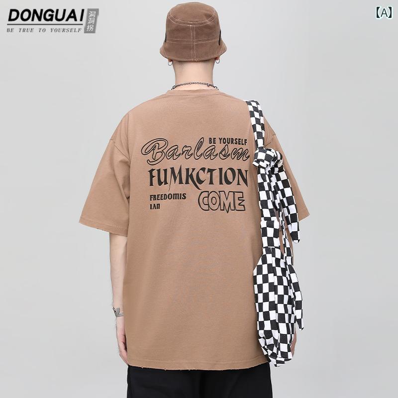 トップス シャツ Tシャツ メンズ レディース 用 綿 アメリカン ストリート カジュアル ゆったり レトロ 半袖 夏 ゆったり 半袖 プリント カップル ウェア