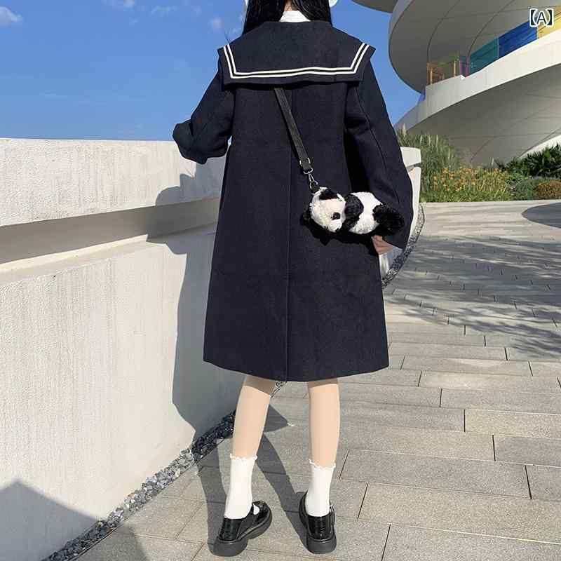 レディース ファッション アウター ジャケット コート トップス 学生 ガール カレッジ 丈 ウール コート 秋冬 レディース かわいい 女の子 jk
