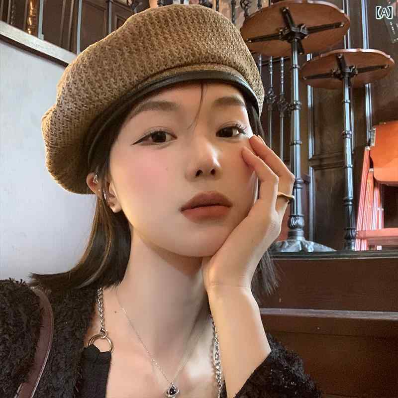 ベレー 帽 茶色 女性 春秋 レトロ 芽 画家帽子 大きい 頭囲 顔 小さい メイラード 帽子