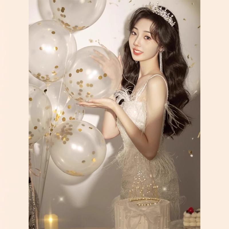 ドレス バースデー レディース イブニング 誕生日 ハイエンド パーティー 大人 フェザー スパンコール サスペンダー その他-レディースファッション
