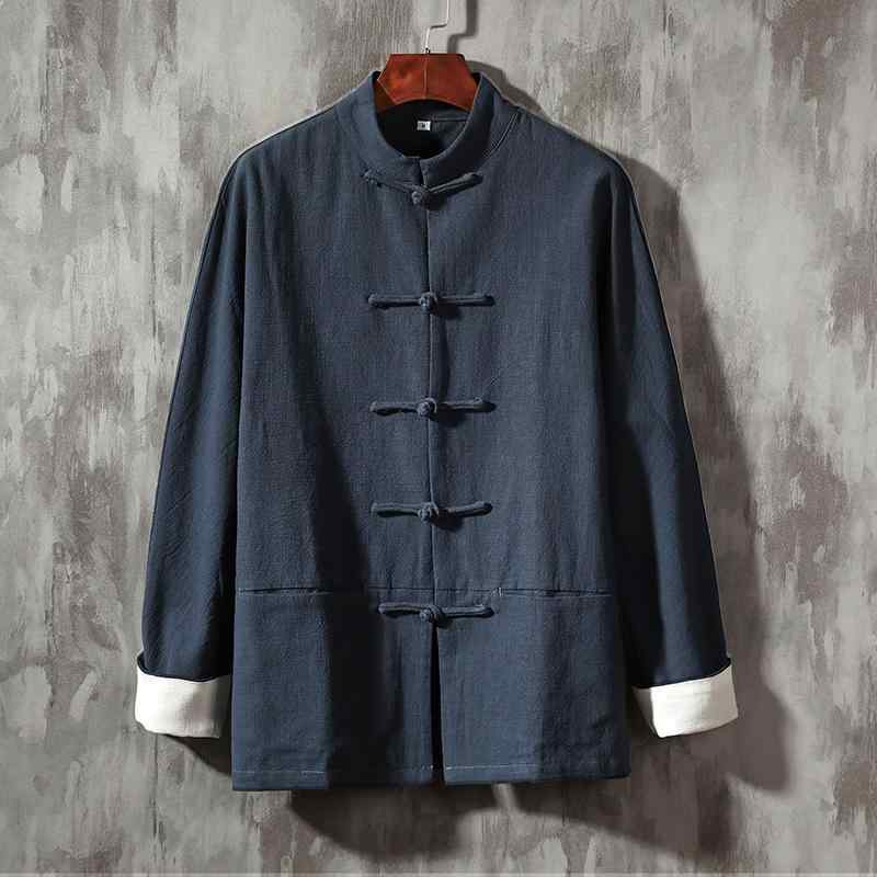 上衣 切磋琢磨服 カンフー 太極拳 中国 唐 背広 漢服 中華風 成人男性服 バックル リネン 綿 リネン 思い入れる 服 レトロ 服