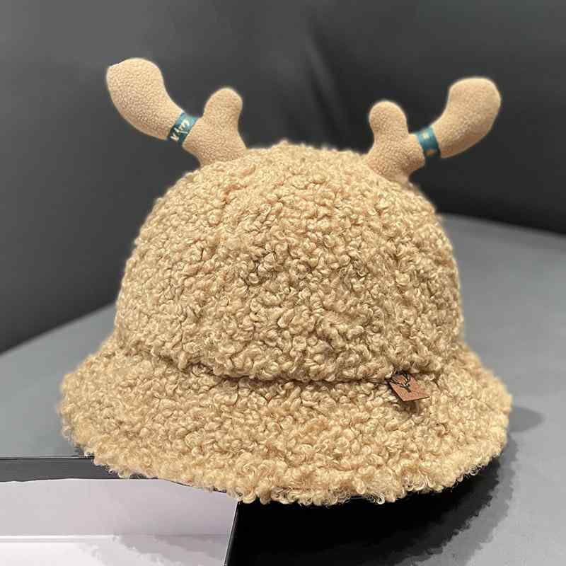 冬 ウール 帽子 防寒 あったかい 枝 角 かわいい 耳 漁師 女性 ラム 暖かい ぬいぐるみ ベルベット バケット ハット