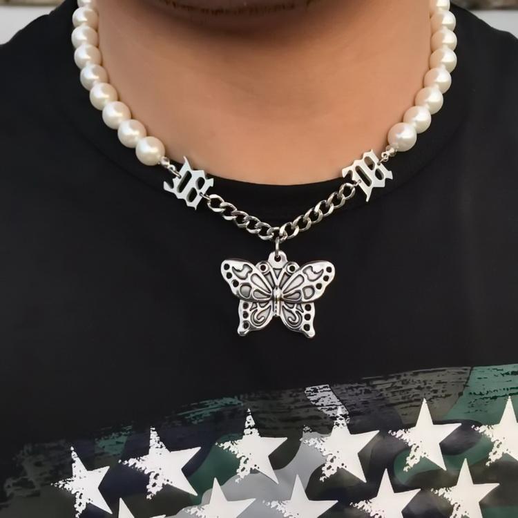 バタフライ ネックレス ユニセックス ヒップホップ インパール チェーン キューバ チェーン ヒップホップ チェーン