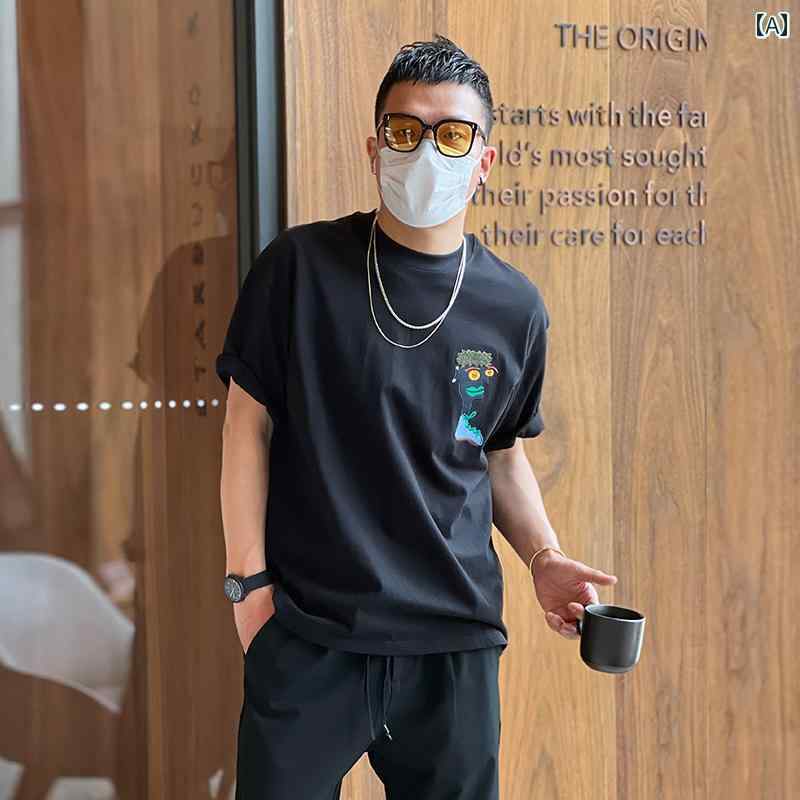 Tシャツ 半袖 アメリカン カジュアル おしゃれ スタイリッシュ 普段着 マルチシーン メンズ ファッション 大きめサイズ 秋