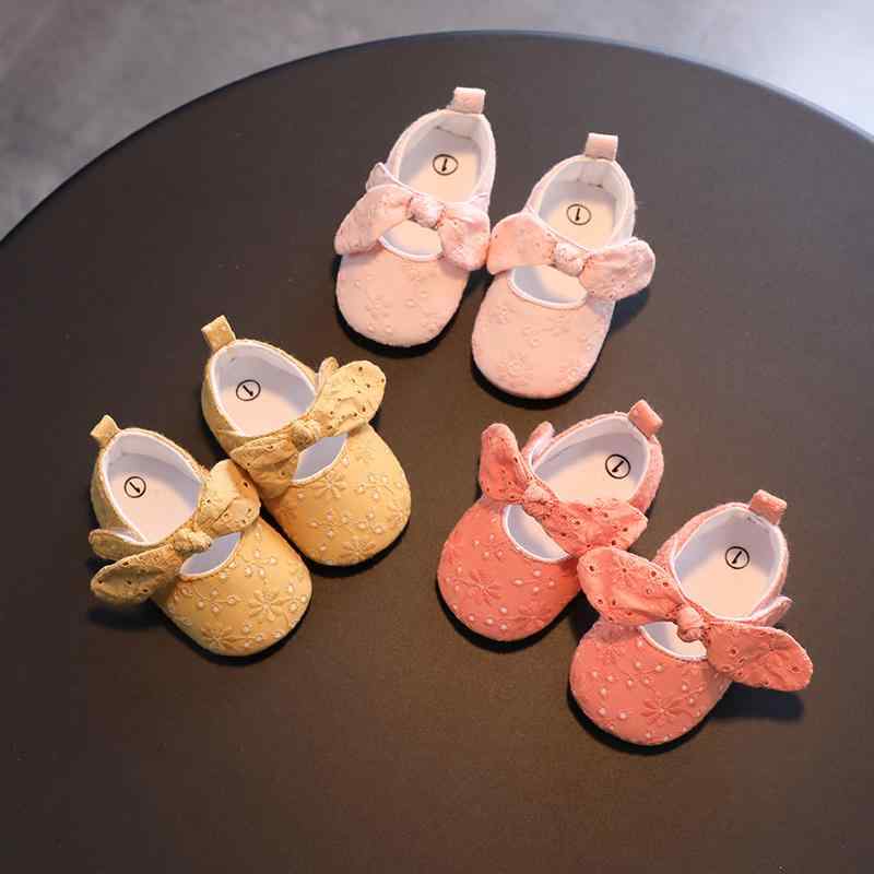 ベビー ステップ イン シューズ 靴 春夏秋 レディース ソフト ソール プリンセス キュート リボン ピンク イエロー オレンジ かわいい