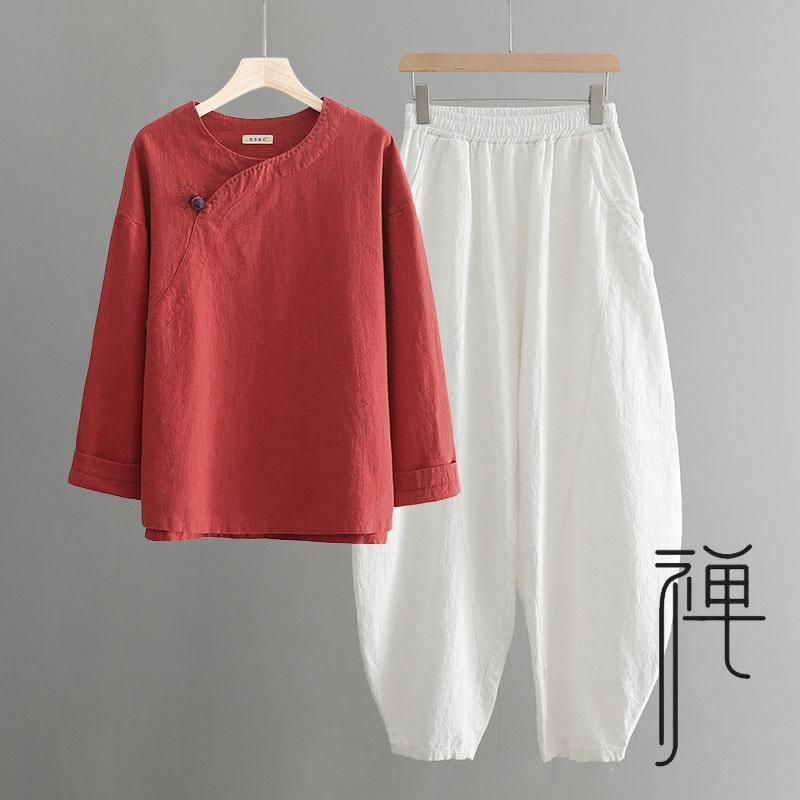 レディース レディース 円頂黒衣服 思い入れる 背広 レディース 中国式 仏 服 綿麻 トップス 思い入れる 思い入れる 着 レディース 思い入れる 切磋琢磨 服 モンクズボン下