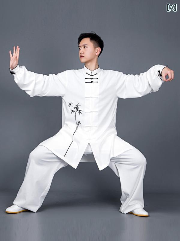 レディース メンズ 夏 太極拳 スーツ 体操服 武術 武道着 トレーニング ウェア マーサージ師 ユニホーム カンフー ハイエンド 綿 リネン 練習 中華風 服