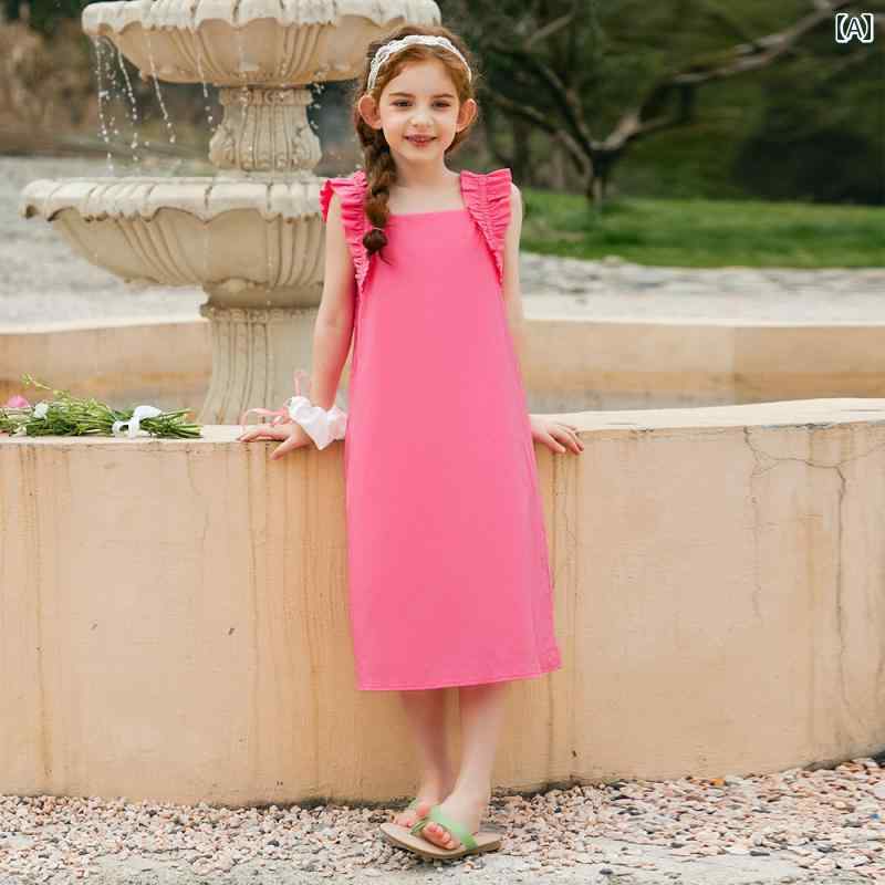 ドレス スカート キッズ ワンピース おしゃれ かわいい 女の子 子供服 サマー 綿 子供 耳 裾 タンクトップ｜セキュアデポ