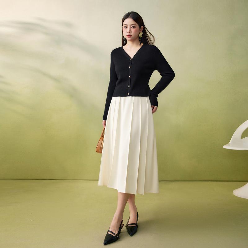 レディース ぽっちゃり 大きめサイズ 婦人服 カーディガン 長袖 ニット 春 Ｖネック ショート丈