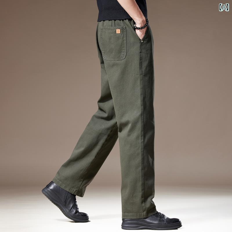 メンズ パンツ カジュアルパンツ ストレートパンツ 大きめサイズ ゆったり 春夏 ベーシック 汎 シンプル ワーク レジャー 休日 デイリー