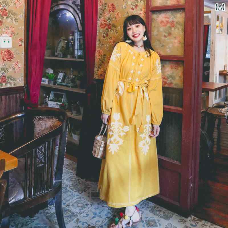 レディース タッセル リゾート ワンピース 古都 旅行 写真撮影 衣装 服 エスニック 刺繍 ボヘミアン 大きいサイズ ストラップ ドレス