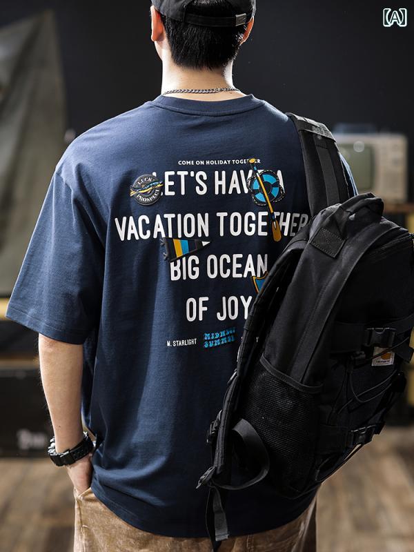 Tシャツ オーバーサイズ ストリート トップス メンズ プリント メンズ 通気性 夏 綿 半袖 ゆったり カジュアル おしゃれ 快適