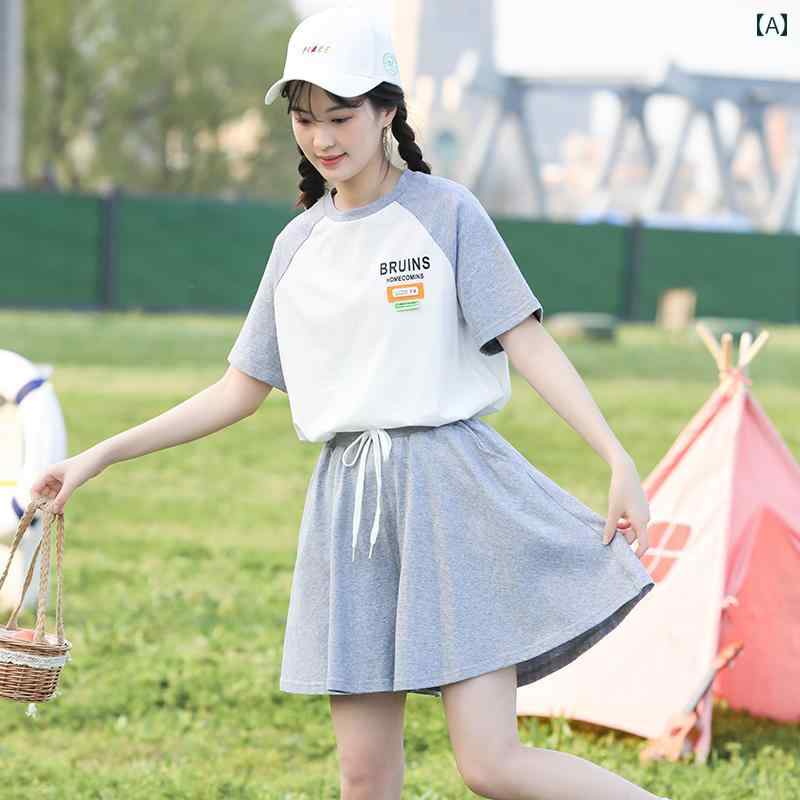 女の子 セットアップ 2点セット パンツ Tシャツ かわいい スポーティー カジュアル リラックス アクティブ シンプル 夏 おしゃれ 中学 高校 学生｜セキュアデポ