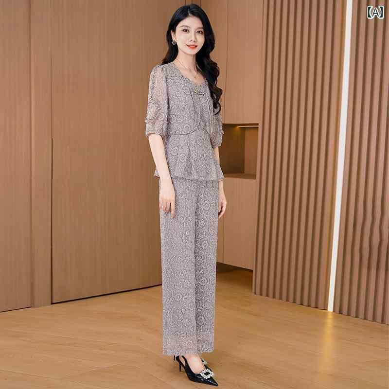 レディース レディース 婦人服 トップス パンツ セットアップ 上下セット セットアップ チャイナ風 レトロ 夏｜セキュアデポ