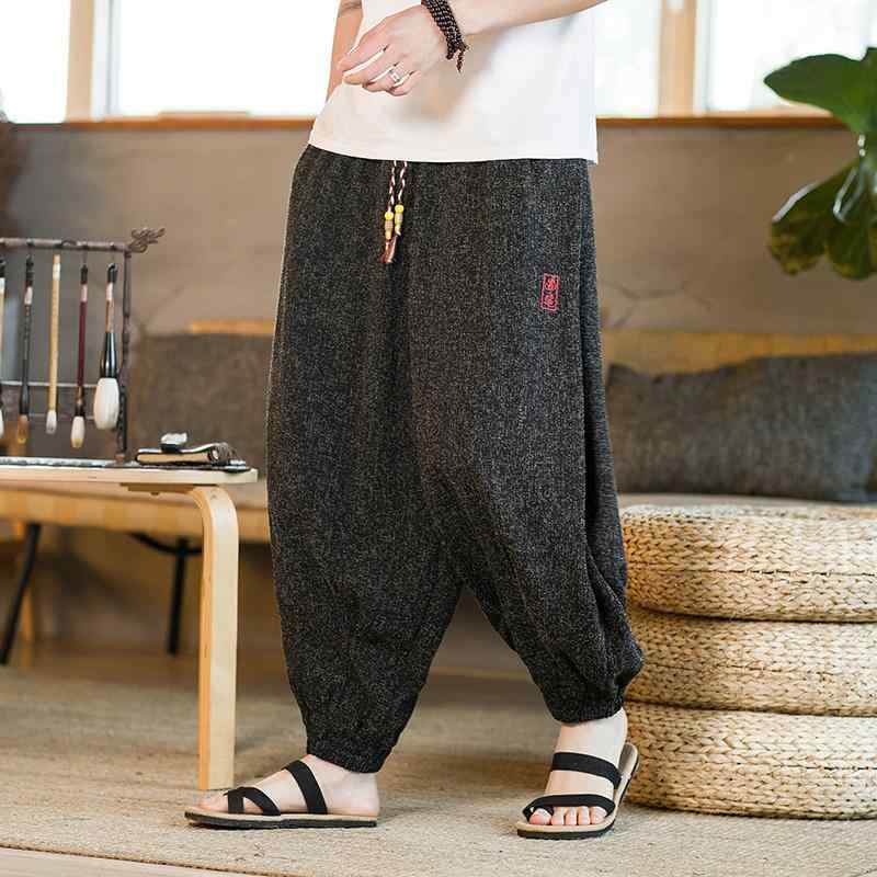 パンツ メンズ 夏 カジュアル リネン 薄手 中華風 綿麻 ゆったり 大きいサイズ ワイド レッグ 大きいサイズ