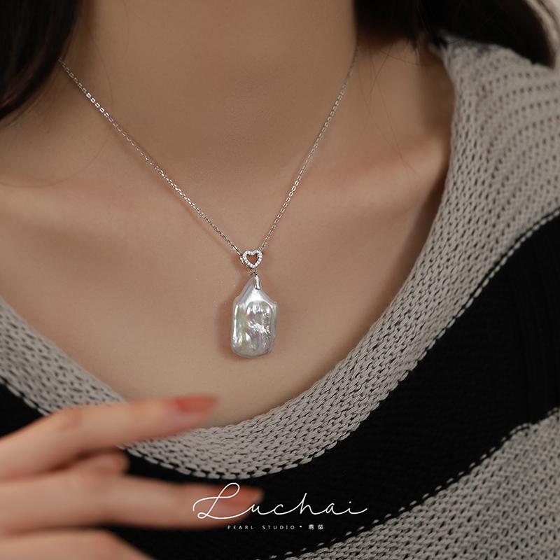 ネックレス パーティー セレモニー レディース 上品 シングル 淡水 バロックパール スター リング シルバーネックレス 豪華感 美デコルテ 華奢チェーン 夏