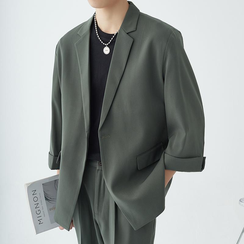 スーツ メンズ セット メンズ カジュアル 半袖 夏 大きめサイズ フラットカラー シンプル ゆったり スタイリッシュ おしゃれ メンズ ファッション|セキュアデポ