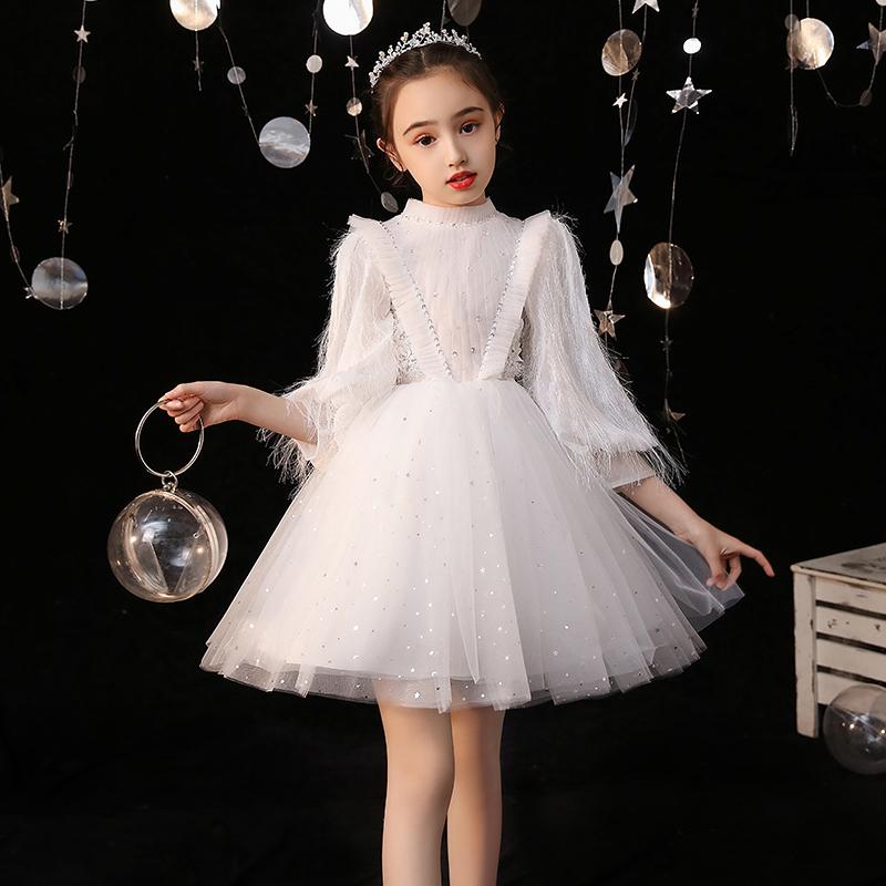 女の子 プリンセス キッズ お姫様 誕生日 ウェディングドレス イブニングドレス ステージ コスチューム 厚手 ショートドレス ロングドレス 前短く後ろロングドレス バースデー ドレス ファッション