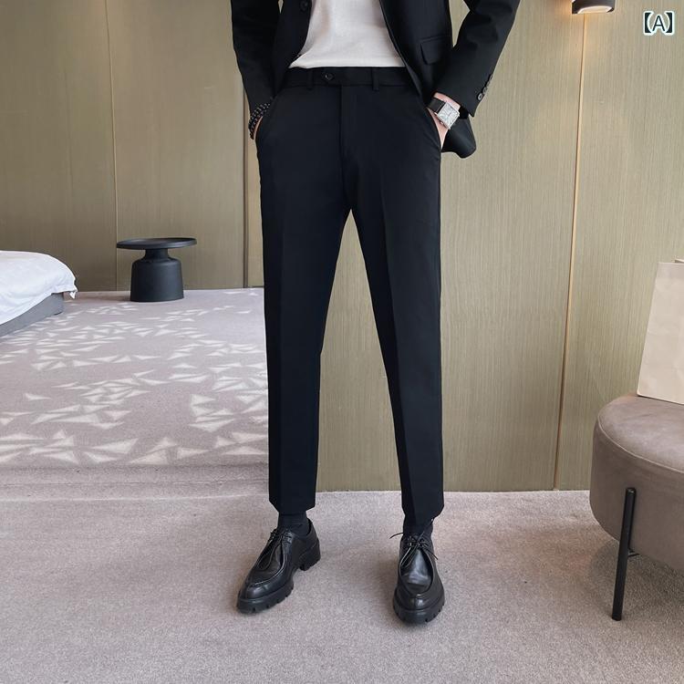 スラックス メンズ ファッション 紳士服 ビジネス カジュアル 秋冬 ロング パンツ 韓国 スリム フィット