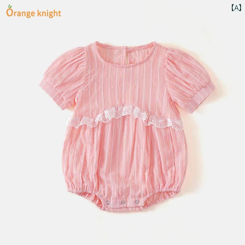 ドレス ロンパース ベビー 夏服 ジャンプ スーツ かわいい 赤ちゃん プリンセス 新生児 女の子 おしゃれ 三角 キュート サマー 開閉 可能 股