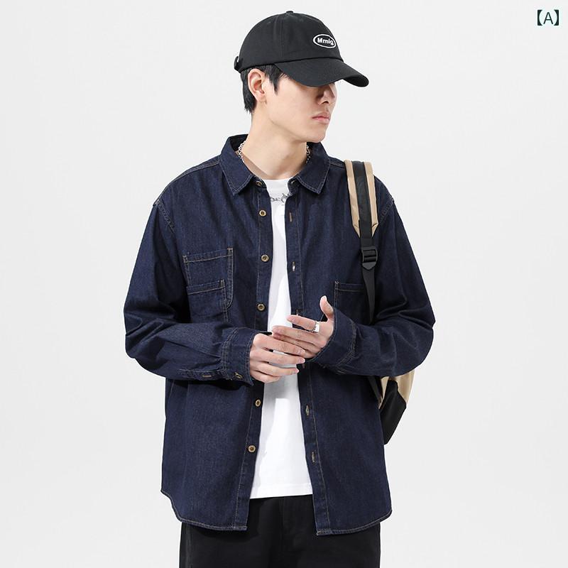 メンズ トップス シャツ アウトドア 紳士服 メンズ シャツ デニムジャケット 長袖 ワークウェア アメリカン カジュアル 春秋