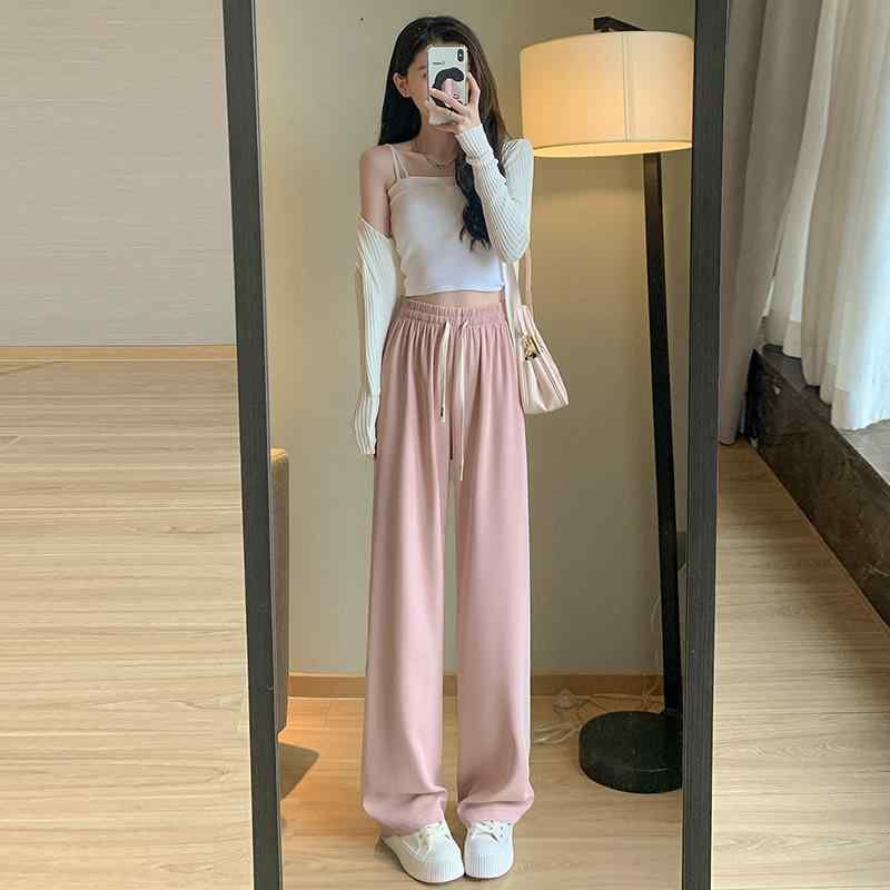 パンツ ズボン ボトムス レディース おしゃれ ファッション シンプル レディース ひんやり 涼しい 快適 ワイドレッグ ドレープ ハイウエスト 夏 薄手 カジュアル ロング