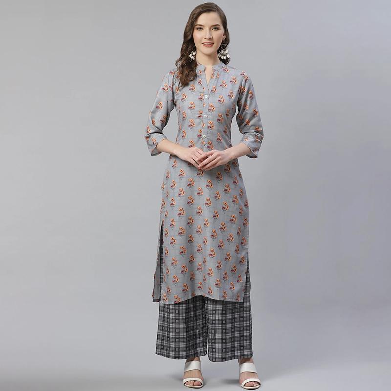 インド ファッション 綿 コットン 婦人服 レディース レディース 七分袖 普段着 民族風 花柄 トップス ズボン ロングパンツ スリット|セキュアデポ