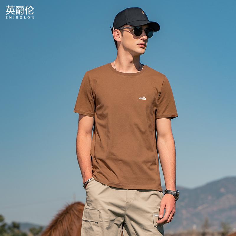 Tシャツ トップス カジュアル メンズ おしゃれ ファッション シンプル 快適 綿 夏 半袖 文字 刺繍 大きめサイズ メンズ ラウンドネック コットン