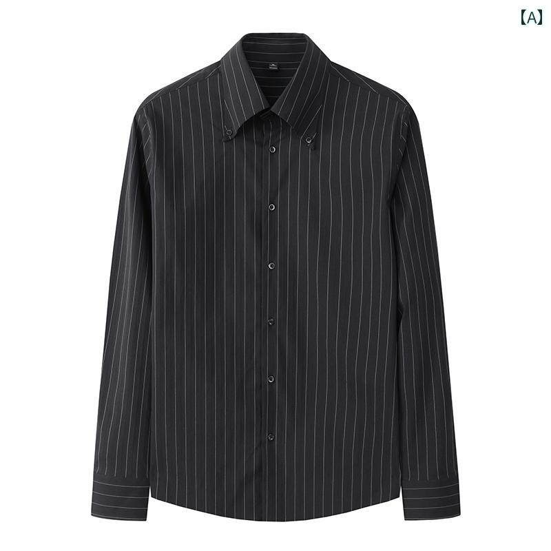 メンズ Yシャツ ストライプ ビジネス カジュアル スタイリッシュ おしゃれ トップス メンズ 夏 ロング カラー ボタンダウン 職場 紳士 ノーアイロン
