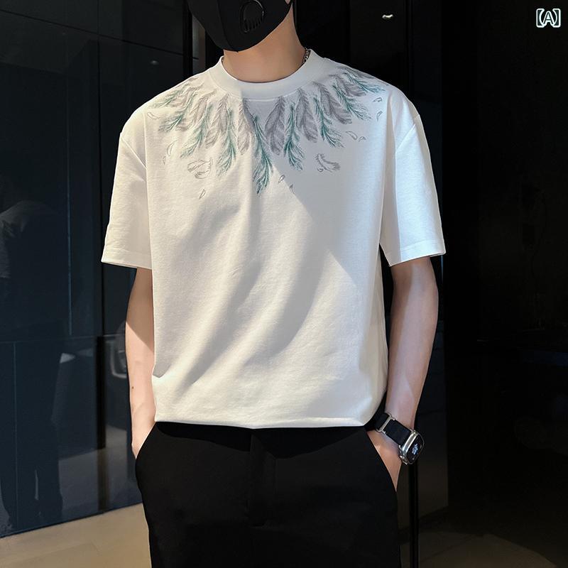 Tシャツ 半袖 メンズ ファッション トップス シャツ プリント 夏 ひんやり 涼しい 快適 アメリカン ストリート 半袖 メンズ