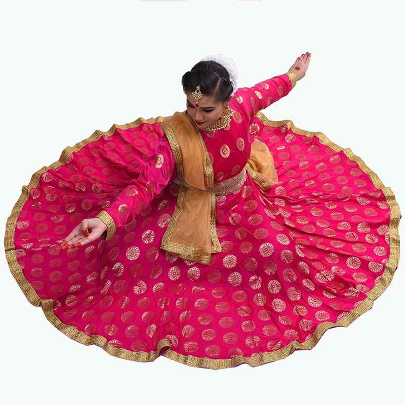 レディース ダンス 衣装 ワンピース エスニックファッション 民族衣装 インド パフォーマンス アンナ スイング ドレス カタック ローズレッド エキゾチック ゆったりシルエット 16,937円