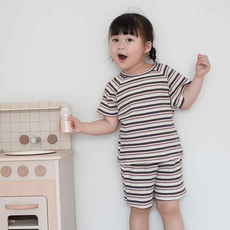 幼児 ベビー 赤ちゃん 女の子 半袖シャツ パンツ セットアップ 北欧 薄手 夏 ストライプ