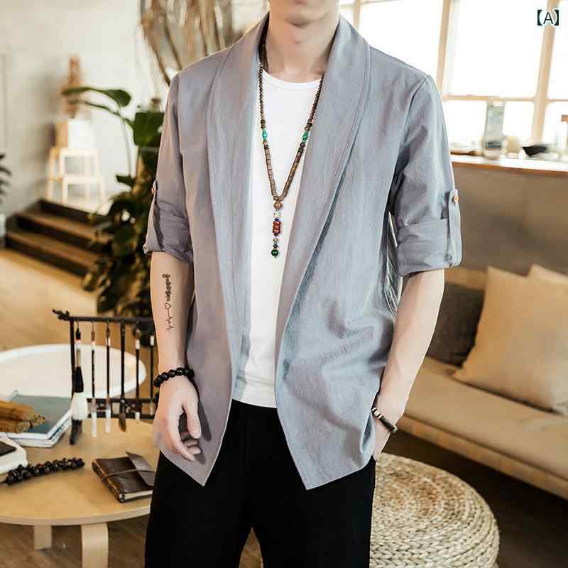 メンズ チャイナテイスト 上衣 薄っぺら 中国 服 流行り物 心地よい 普段着 レトロ ゆったり メンズ 大きめ大きさ 年月