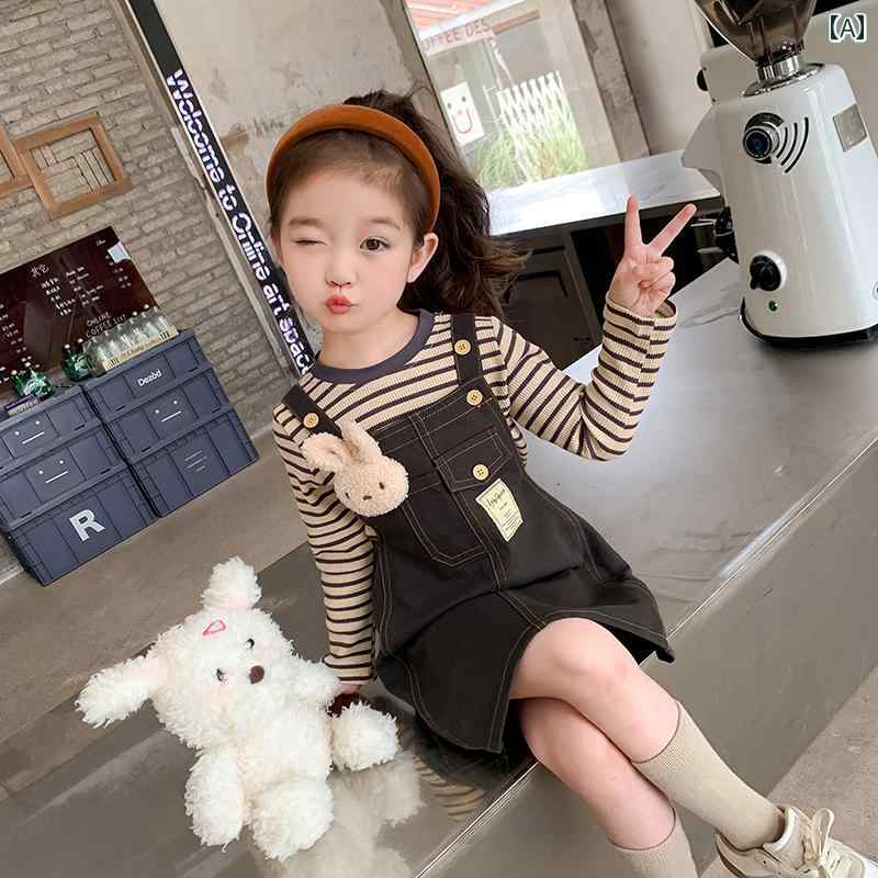 スカート 子供服 かわいい キッズ 幼児 キッズ 幼児 セットアップ 女の子 スーツ 春秋 子供 ストライプ デニム サスペンダー 赤ちゃん 秋