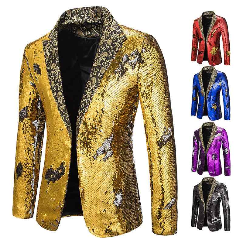 ドレス メンズ カジュアル 英国 光沢 スパンコール スーツ 大きいサイズ スプライシング ジャカード スーツ 歌手 パフォーマンス 服