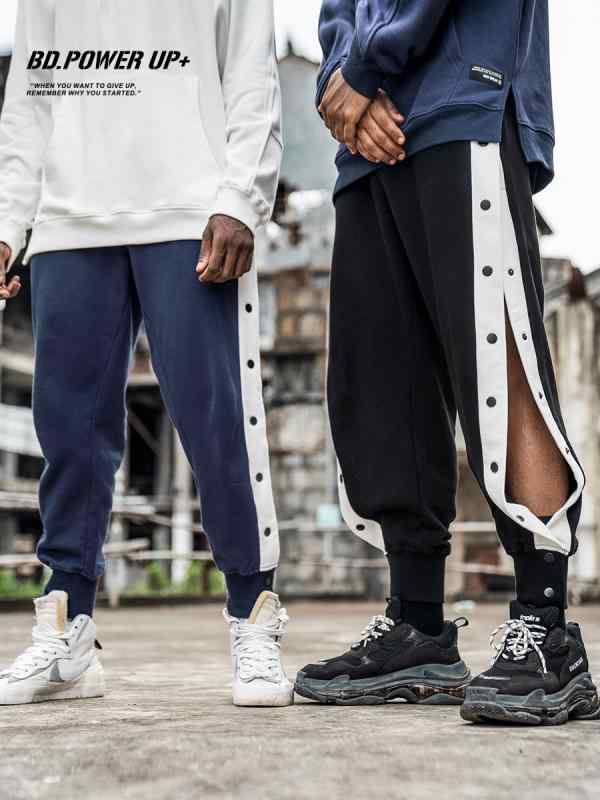 ジムパンツ スポーツ パンツ メンズ スウェットパンツ ファッション サイドボタン オシャレ