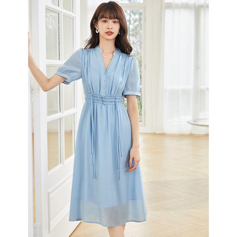 レディース 大きめサイズ 婦人服 ワンピース ドレス シンプル おしゃれ ぽっちゃり 薄手 夏 さわやか