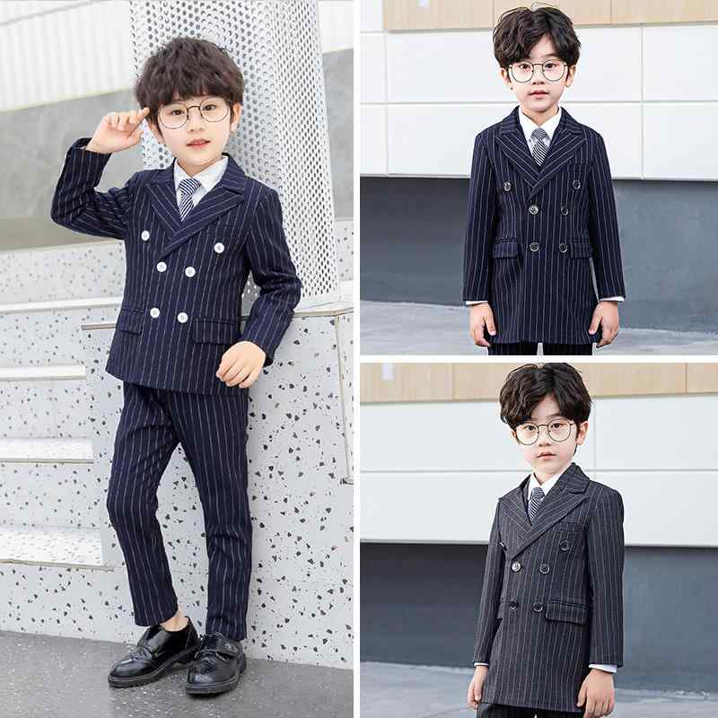 スーツ キッズ 子供 おしゃれ ファッション 英国風 セット 春秋 男の子 ドレス ストライプ ジャケット 韓国 ボーイズ パンツ シャツ ベスト ネクタイ