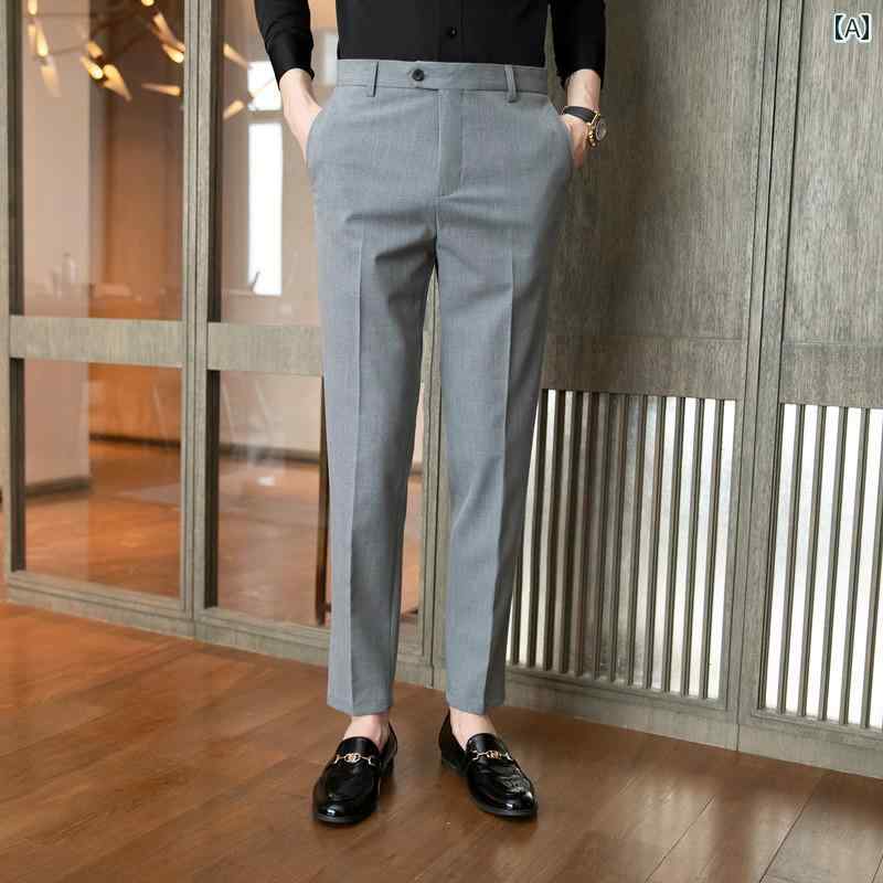 パンツ スラックス メンズ チェック柄 ズボン 春秋 薄手 カジュアル スリムフィット ビジネス スーツ ズボン ドレープ