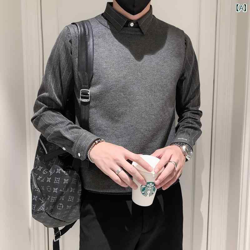 トップス プルオーバー メンズ まがい物 背広 長袖 秋 か細い相応う スウェーター ハイエンド 連合王国 ヤッピー 成人男性服