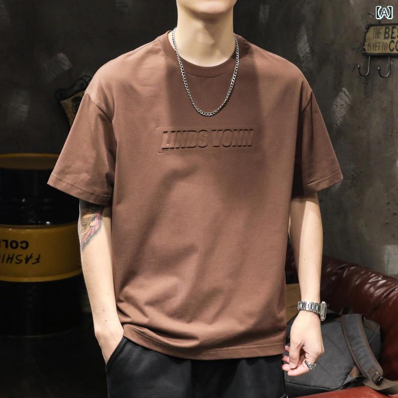 トップス シャツ Tシャツ メンズ カジュアル ストリート ゆったり アメリカ おしゃれ ヘビーウェイト 半袖 夏 コットン スチール プリント レイヤリング