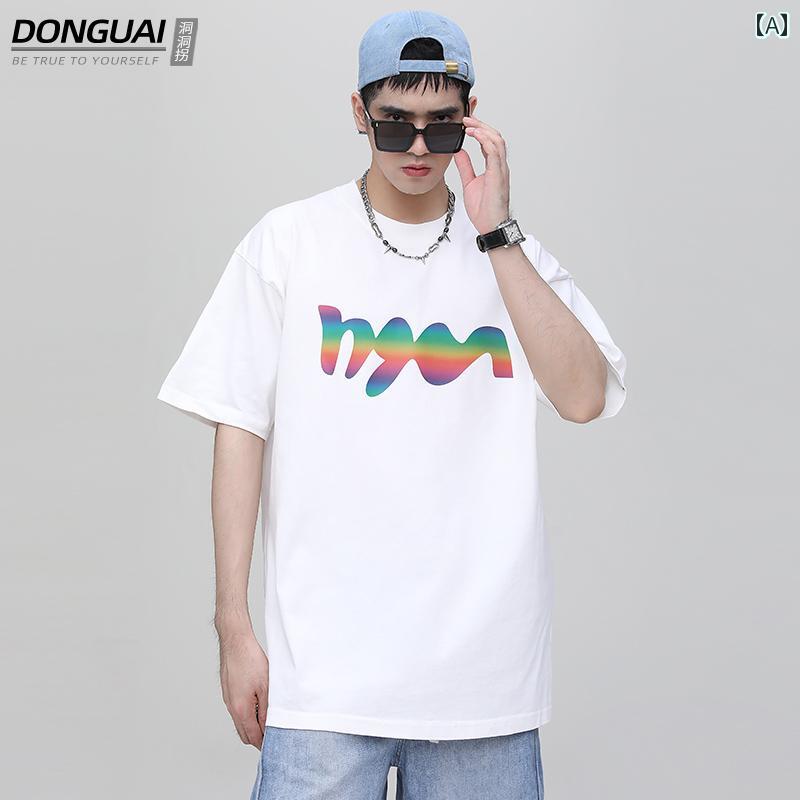 トップス シャツ Tシャツ メンズ カジュアル ストリート ゆったり 夏 半袖 和風 ボーイッシュ スリーピン ボーイズ 丸首 半袖