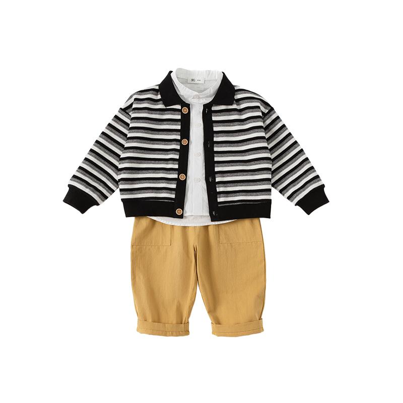 キッズファッション トップス ジャケット シャツ 3点 セット ロング パンツ ズボン 長袖 かわいい カジュアル 普段着 子供服 春秋