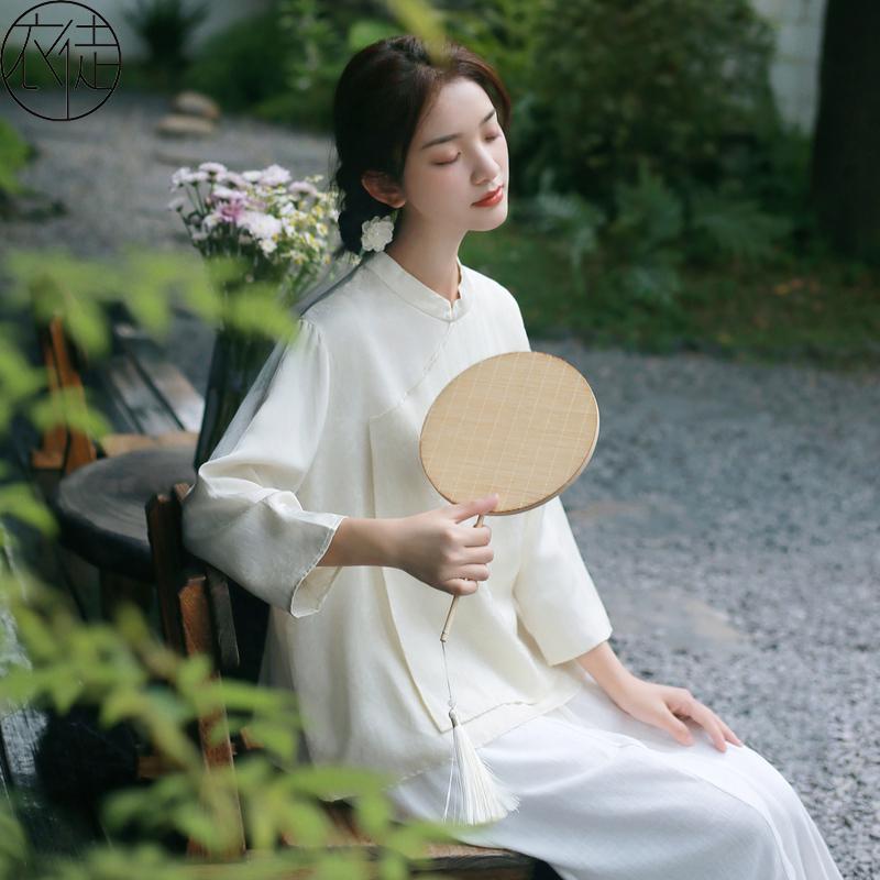 レディース リネン 唐装 瀬戸もの風   茶師 思いいれる  宿小屋 仕掛ける 茶  思いいれる ジュンクフードセット 芸師背広 中国風