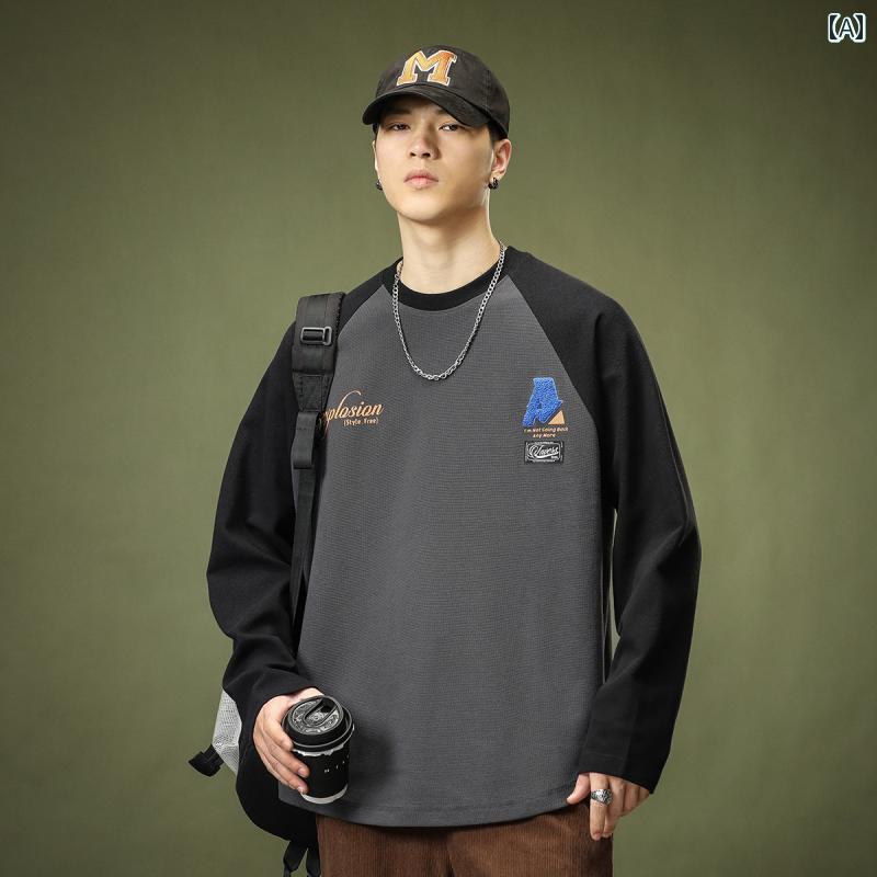 Tシャツ 長袖 ロンT シンプル カジュアル おしゃれ スタイリッシュ ラフ 普段着 メンズ ファッション 大きめサイズ 秋