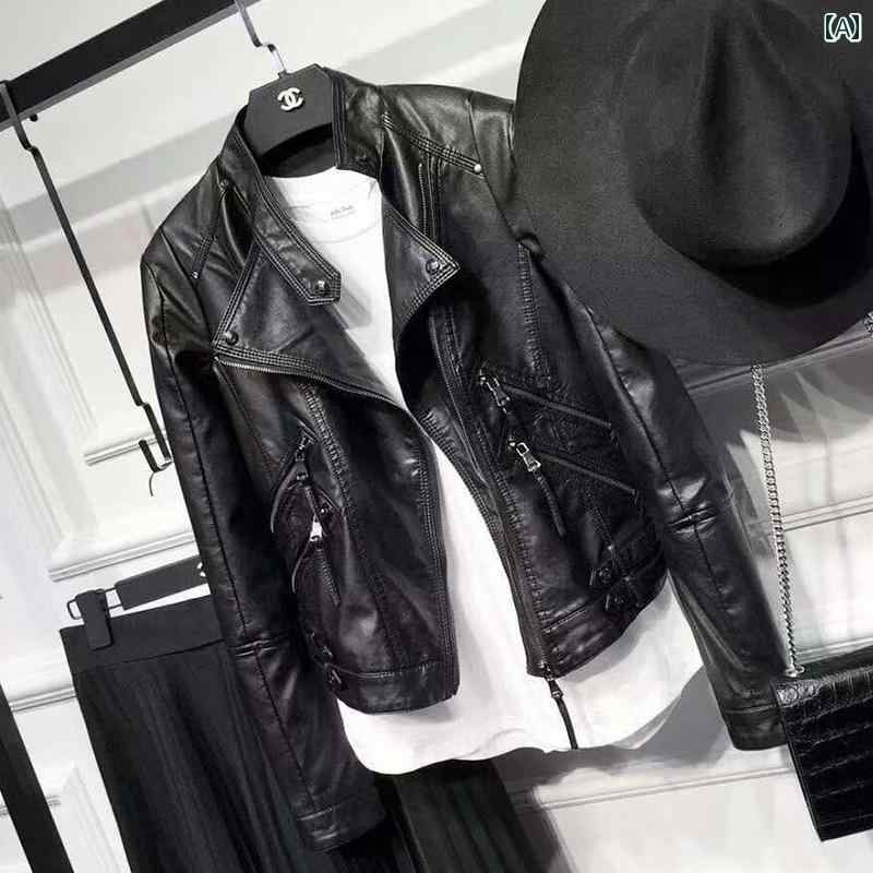 レディース 婦人服 レザージャケット コート ジャケット ジャンバー 春秋 ショート丈 韓国 スリムフィット カジュアル オートバイ PU