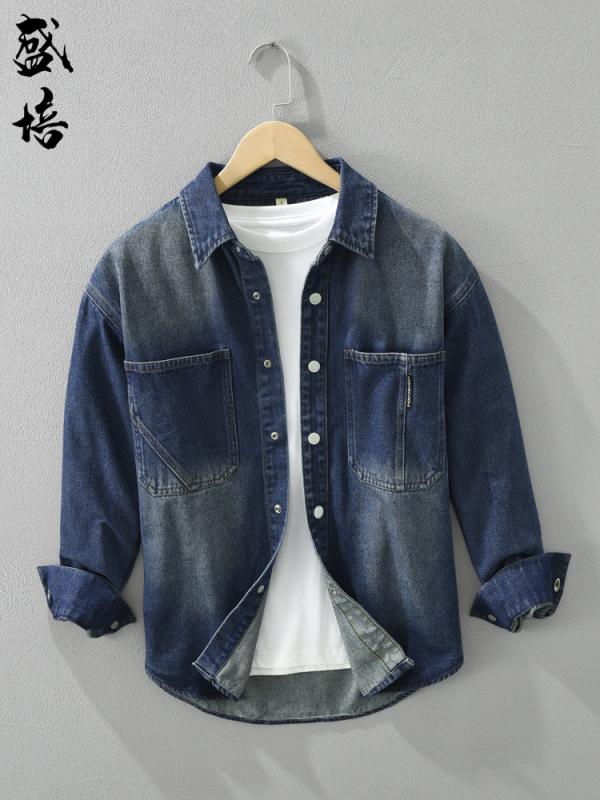 トップス メンズ ファッション 春秋 カジュアル オールド ウォッシュ アメリカン レトロ ストリート デニム 服