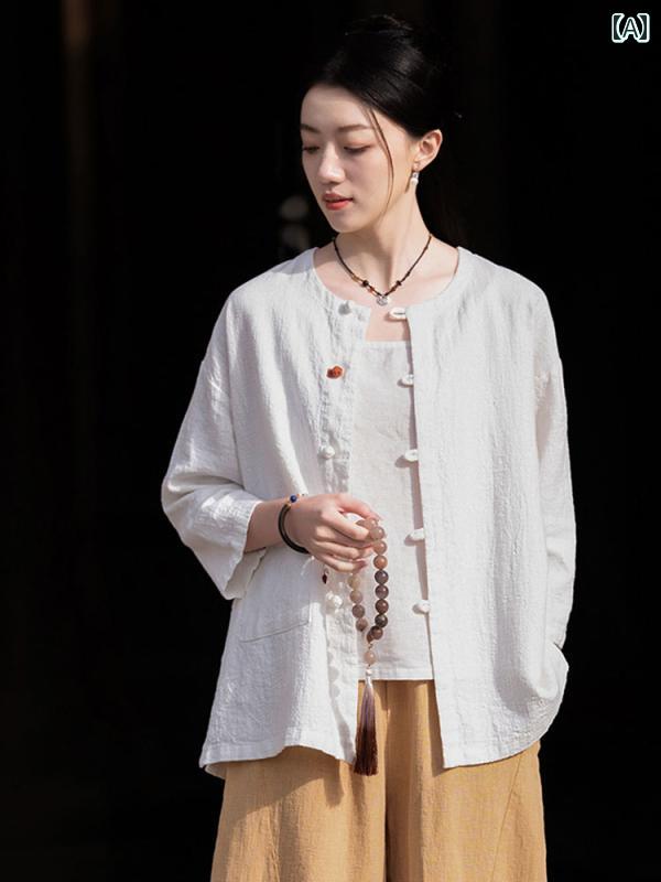 瞑想服 レディース レディース 婦人服 トップス シャツ パンツ ボトムス チャイナ風 レトロ 唐装 仏教 瞑想 セットアップ セットアップ 夏